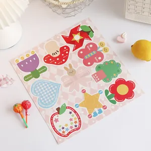 Detail view of cartoon forest lollipop cardboard decorations with inspirational English slogans