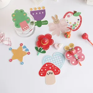 Cute cartoon forest lollipop decorative cards with animal and plant designs