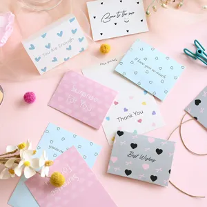 Selection of minimalist pastel greeting cards with various heartfelt English messages