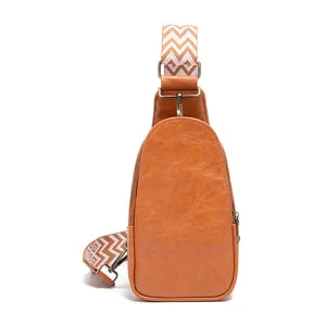 Bolso bandolera vintage de cuero sintético marrón con correa de estilo bohemio retro