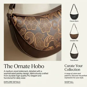 Colección de bolsos hobo vintage con relieve de paisley y correa ajustable