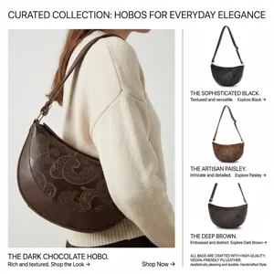 Bolso hobo retro de cuero PU grabado para mujer, cuenta con correa ajustable
