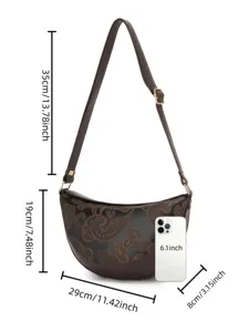 Guía detallada de tallas para el bolso bandolera marrón con relieve vintage