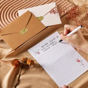 Sobre de lino vintage y set de papelería para cartas e invitaciones sinceras