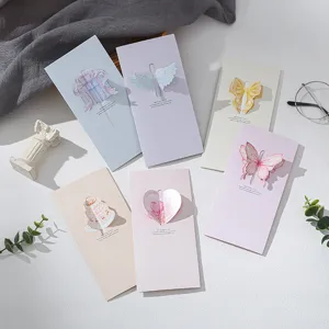 Elegant tri-fold 3D cutout greeting cards featuring butterfly heart and bow designs