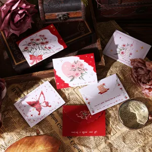 Vintage floral greeting cards and envelopes set in a nostalgic, romantic lifestyle scene