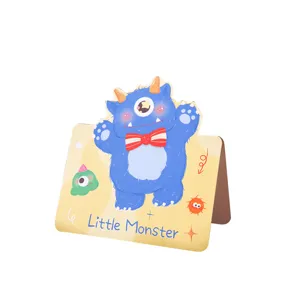 Adorable blue little monster greeting card featuring a cute hand-drawn illustration