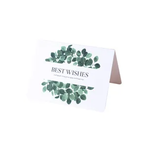 Elegante wenskaart in bosstijl met groene bladerkrans en Best Wishes boodschap