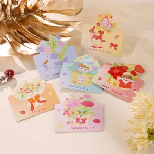 Lindas Tarjetas de Felicitación de Flores de Dibujos Animados Tarjetas de Mensajes Gracias Amor Mejores Deseos para Día de la Madre Maestro Regalo