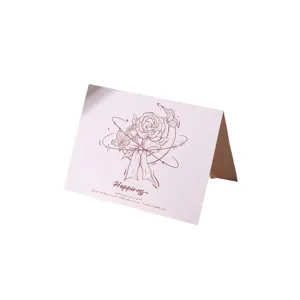 Vintage roze wenskaart met rozenillustratie en 'Happiness' tekst voor diverse feesten