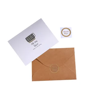Juego de tarjetas de felicitación vintage con sobre de papel kraft y pegatina de sello