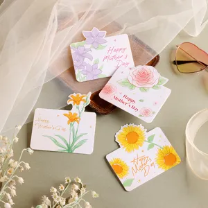 Detailed view of floral Happy Mother's Day greeting cards with unique die-cut flower shapes
