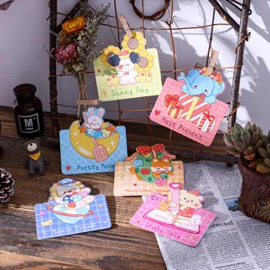 Cartoon Dierentuin Dieren Vouwkaarten Leuke Handgetekende Verjaardagskaarten Voor Kinderen Bakkerij Bloemenwinkel Decoratie