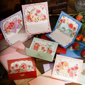 3D Pop-Up Rose Blume Grußkarte Mit Goldgeprägt Umschlag Für Valentinstag Damen Retro Floral 3D Papier Geschenk