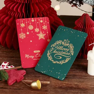 Hochwertige Vintage-Weihnachtskarten mit Goldfolie und elegantem Schriftzug Merry Christmas