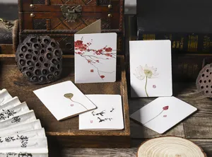 Elegantes tarjetas de felicitación de estilo chino con pinturas de tinta tradicional