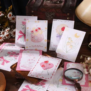 Set of vintage floral greeting cards with hand-drawn illustrations and elegant English quotes