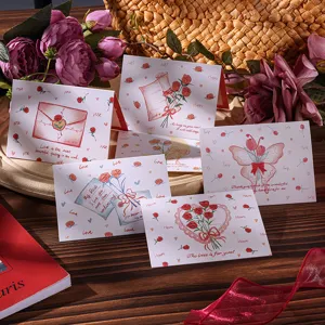 Exquisite Valentine's Day folding greeting cards with romantic floral illustrations
