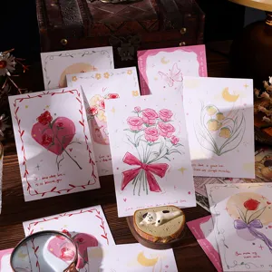 Set of aesthetic floral greeting cards with romantic quotes and rose illustrations.