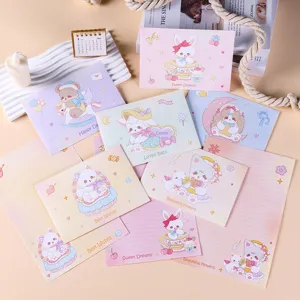 Simpatico set di buste e carta da lettere a tema animali in colori pastello