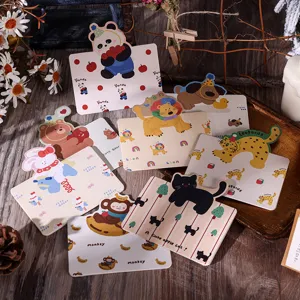 Vintage Cartoon Tier Grußkarten Süße Panda Löwe Bär Kaninchen Karton Nachricht Karte Für Kinder Geschenk Geburtstag Schreibwaren
