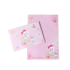 Set di cartoleria rosa con cartoni animati coniglietto e scritta Sweet Dreams