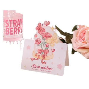 Tarjeta de felicitación floral romántica con texto Best wishes y rosas rosas