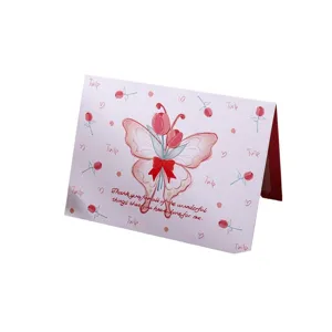 Valentine's Day bouquet greeting card with butterfly tulip design and thank you message