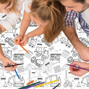 Kinder Baustellenfahrzeug Ausmal-Tischdecke Einweg Wasserdicht Papier Doodle Tischabdeckung Für Geburtstag Party Dekoration