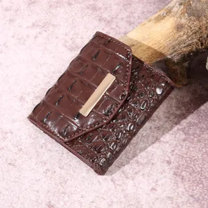 Cartera de Mujer Vintage con Patrón de Cocodrilo Larga de Cuero PU Plegable Bolso de Mano Con Hebilla de Metal Relieve