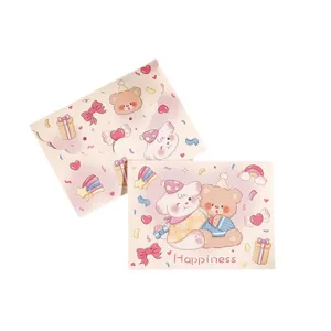 Cute cartoon greeting card set with bear and dog illustrations for special gift giving