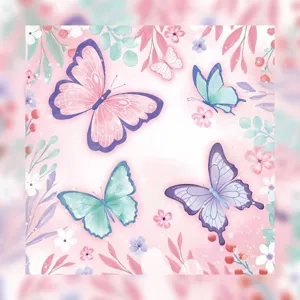 Motif détaillé de papillons roses et violets à l'aquarelle pour fête d'anniversaire