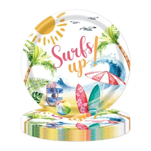 Hawaii beach theme disposable paper plates for summer sun birthday party decorations