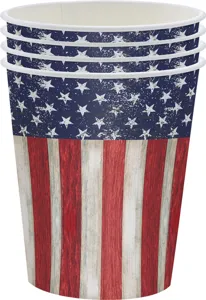 Gobelets en papier drapeau américain vintage pour la fête nationale du 4 juillet 2024