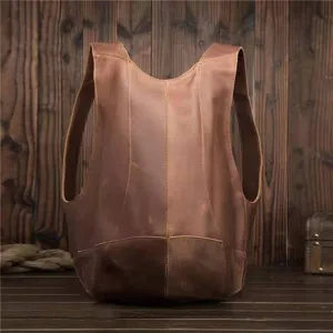 Mochila de Escarabajo de Cuero PU Vintage para Hombres Mujeres Moda Retro Color Sólido Casual Escuela Viaje Empalme Impermeable