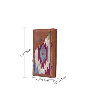 Bohemian retro woven clutch wallet dimensions showing 20 x 11 x 1.5 cm detail.