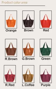 Cuadrícula de selección de colores para bolsos tote vintage de cuero en nueve tonos