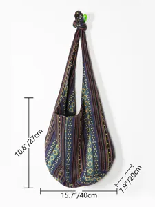 Bolso hobo de lona de algodón jacquard azteca dimensiones 40x27x20 cm