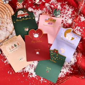 Detailed view of assorted special-shaped Christmas cards with elegant gold foil stamping