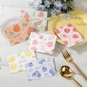 Cute fruit greeting cards with gold foil patterns of watermelon orange and lemon