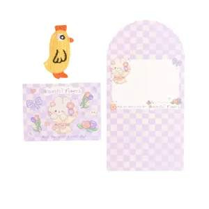 Set de tarjetas de felicitación de conejo con parche bordado de pollito para DIY