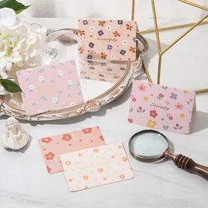 Elegant floral greeting cards with gold-stamped English blessings for gifts and bouquets