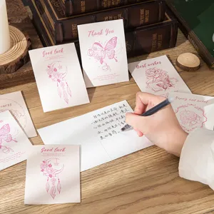 Vintage aesthetic postcards set with delicate butterfly and floral line art designs
