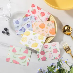 Cute fruit themed greeting cards with gold stamping and envelopes for gift giving