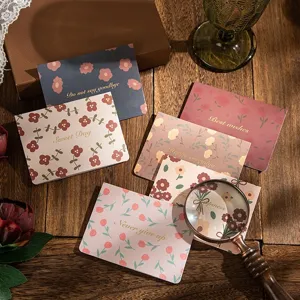 Tarjetas de Felicitación Vintage Florales con Estampado en Caliente Con Sobres para San Valentín Cumpleaños Mini Tarjetas de Regalo Mixtas