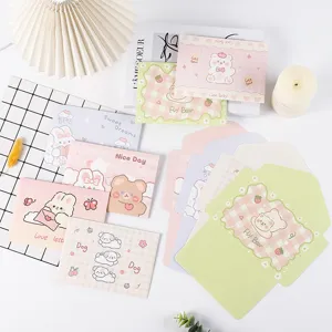 Ensemble Enveloppe et Papier à Lettres de Dessin Animé Mignon Style Ins Kawaii Ours Lapin Chien Papier Kraft Imprimé Ensemble de Papeterie pour Cadeau Écriture Bureau