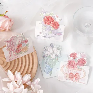 Hand-drawn floral greeting cards with rose and tulip designs for Valentine's Day.