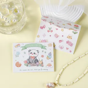 Linda tarjeta de felicitación de panda de 3 pliegues con sobre para regalo DIY