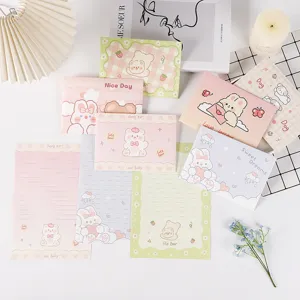 Bel ensemble de papeterie dessin animé ours et lapin avec enveloppes et papier à lettres