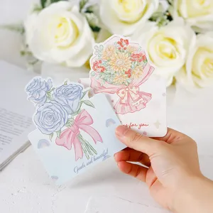 Hand-drawn floral greeting cards with blue roses and sunflowers for gift messages